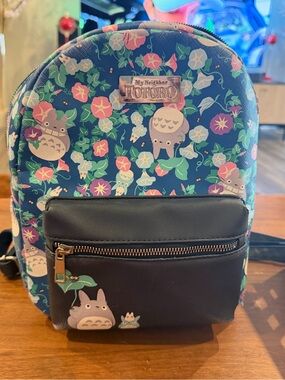 My Neighbor Totoro Floral Navy Mini Backpack